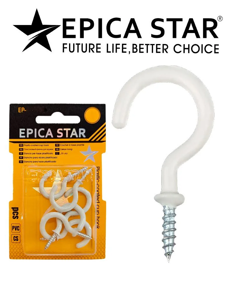 Coated cup hooks — 07″ — Epica Star EP-40015